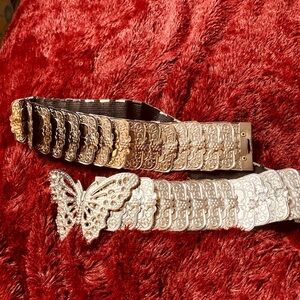 Vintage Silver Metal Stretch Butterfly Belt size M